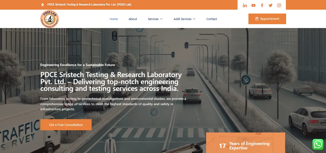 PDSS Lab diagnostic laboratory website built with WordPress and PHP for managing reports and services